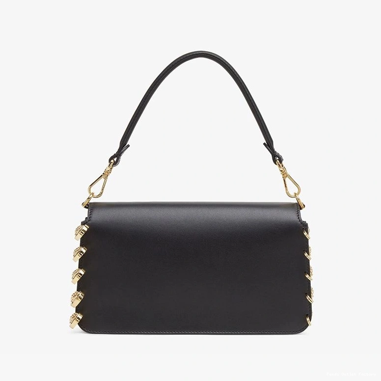 Cheap HOT Calf Bag Brooches Fendace Baguette In Pin Black with Leather Medium Fendi 0810